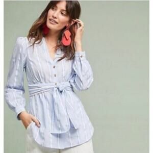 Anthropologie Blue Striped Blouse